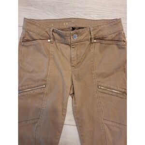 WHBM The Skimmer Womens Ankle Zip Beige Jeans Cargo Utility Style Size 4